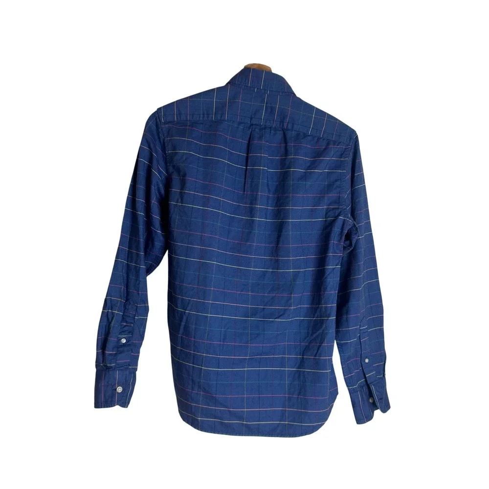 J.Crew Men's Slim Untucked Pima Cotton Button Down Shirt Blue Plaid XS